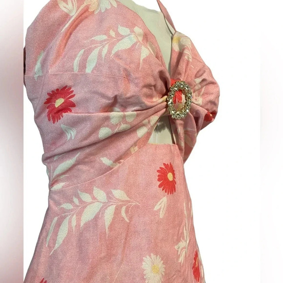 NWT Rare Raissa Floral Shimmer Halter Dress - Picture 3 of 9